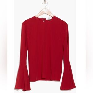 NWT FRAME RED LONG SLEEVE TOP WITH BELL SLEEVES
